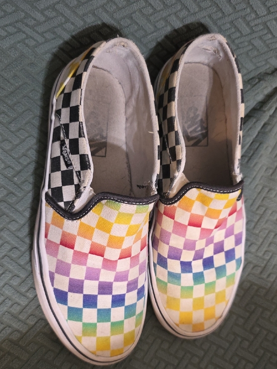 Vans Shoes - Vans Multicolor Rainbow Checkerboard Slip-Ons